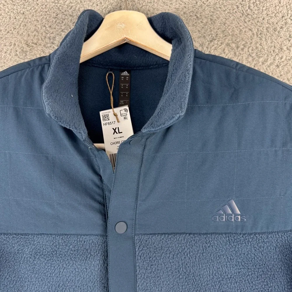 Adidas Chore Coat Jacket‎ Mens XL Blue Crew Navy Golf Fleece Lined HF6517 New